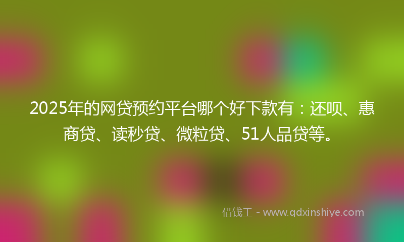 2025年的网贷预约平台哪个好下款有：还呗、惠商贷、读秒贷、微粒贷、51人品贷等。