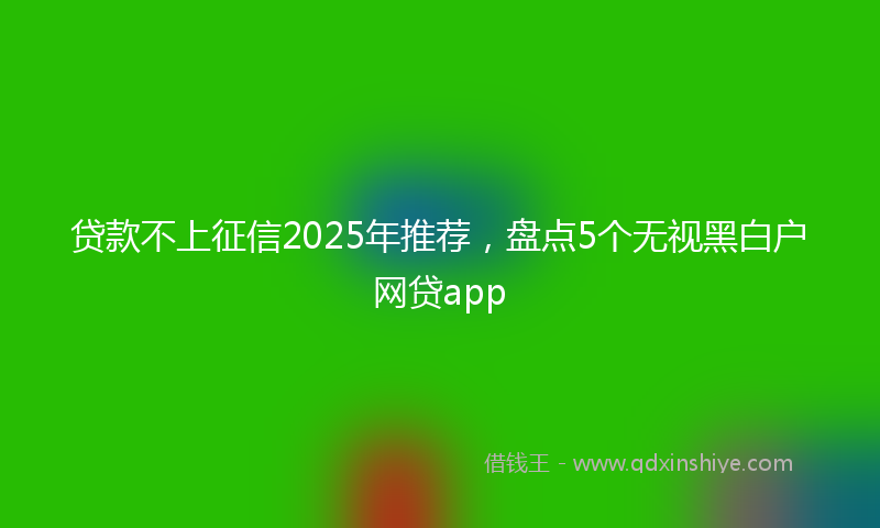 贷款不上征信2025年推荐，盘点5个无视黑白户网贷app