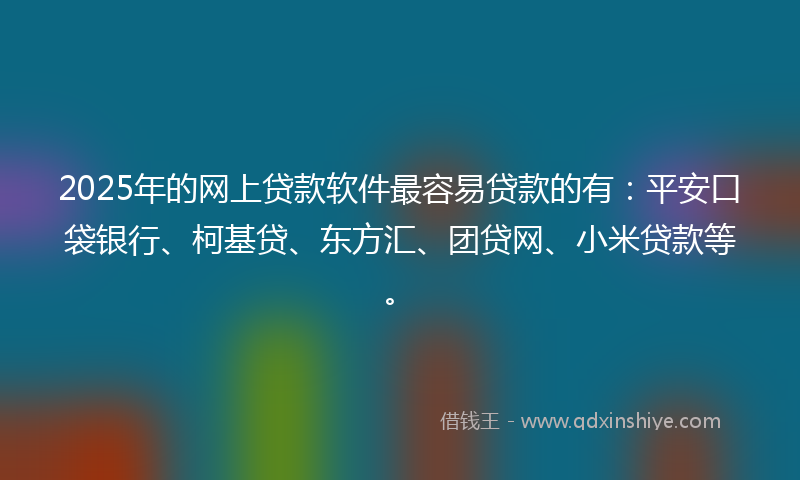 2025年的网上贷款软件最容易贷款的有：平安口袋银行、柯基贷、东方汇、团贷网、小米贷款等。