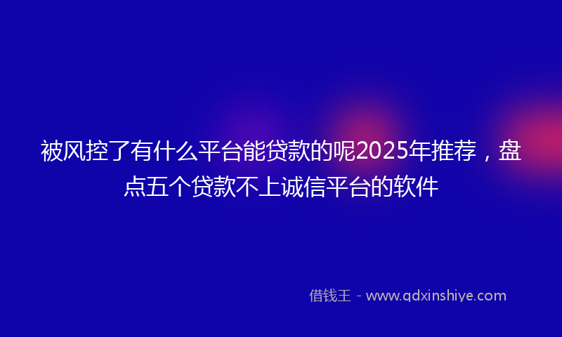 被风控了有什么平台能贷款的呢2025年推荐，盘点五个贷款不上诚信平台的软件
