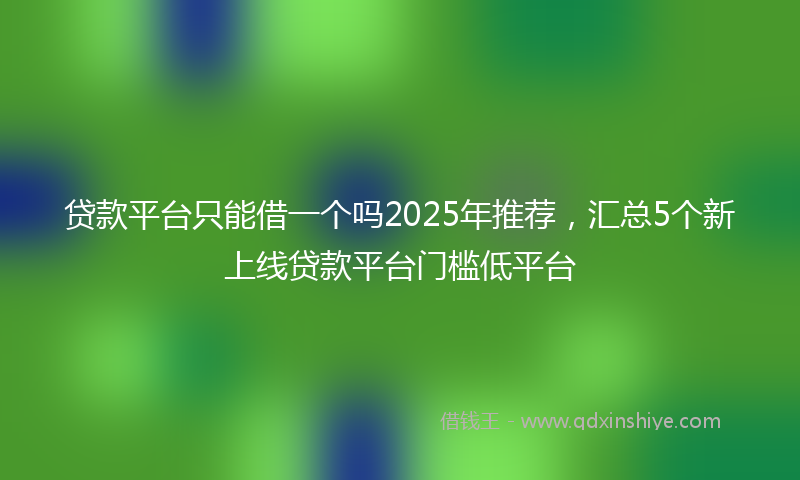 贷款平台只能借一个吗2025年推荐，汇总5个新上线贷款平台门槛低平台