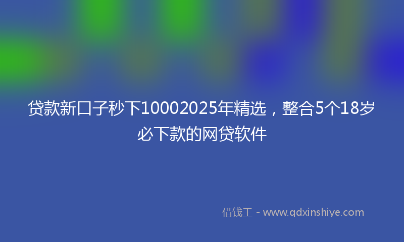 贷款新口子秒下10002025年精选，整合5个18岁必下款的网贷软件