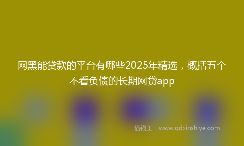 网黑能贷款的平台有哪些2025年精选，概括五个不看负债的长期网贷app