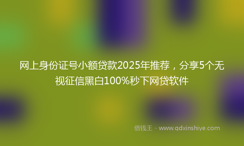 网上身份证号小额贷款2025年推荐，分享5个无视征信黑白100%秒下网贷软件