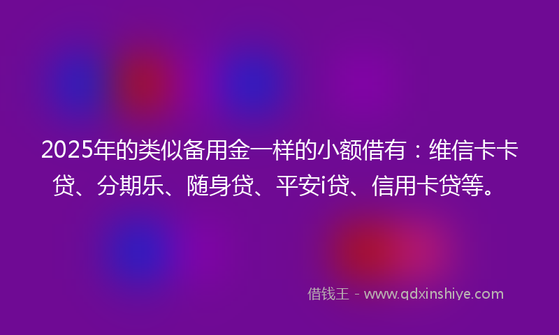 2025年的类似备用金一样的小额借有：维信卡卡贷、分期乐、随身贷、平安i贷、信用卡贷等。