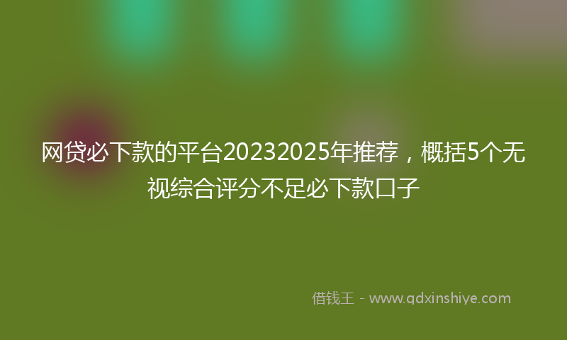 网贷必下款的平台20232025年推荐，概括5个无视综合评分不足必下款口子