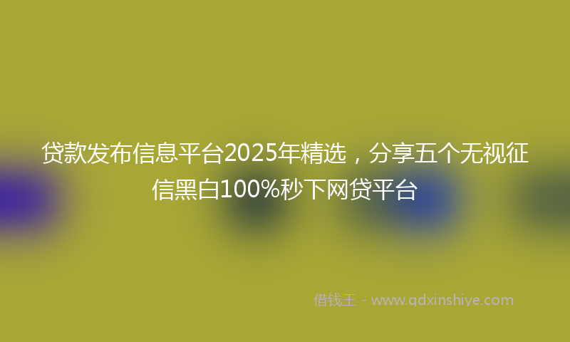 贷款发布信息平台2025年精选，分享五个无视征信黑白100%秒下网贷平台
