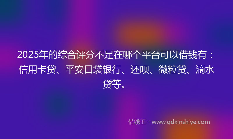 2025年的综合评分不足在哪个平台可以借钱有：信用卡贷、平安口袋银行、还呗、微粒贷、滴水贷等。