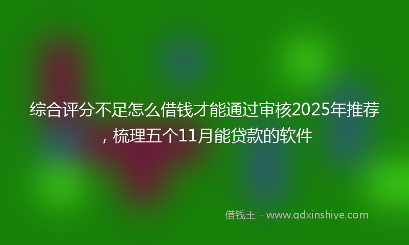 综合评分不足怎么借钱才能通过审核2025年推荐，梳理五个11月能贷款的软件