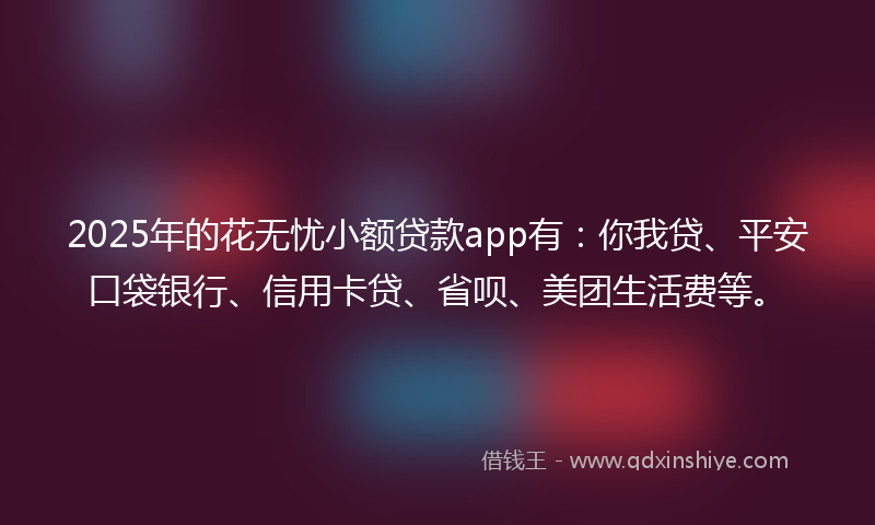 2025年的花无忧小额贷款app有：你我贷、平安口袋银行、信用卡贷、省呗、美团生活费等。