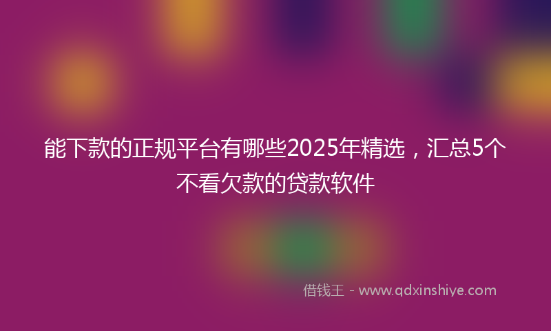 能下款的正规平台有哪些2025年精选，汇总5个不看欠款的贷款软件