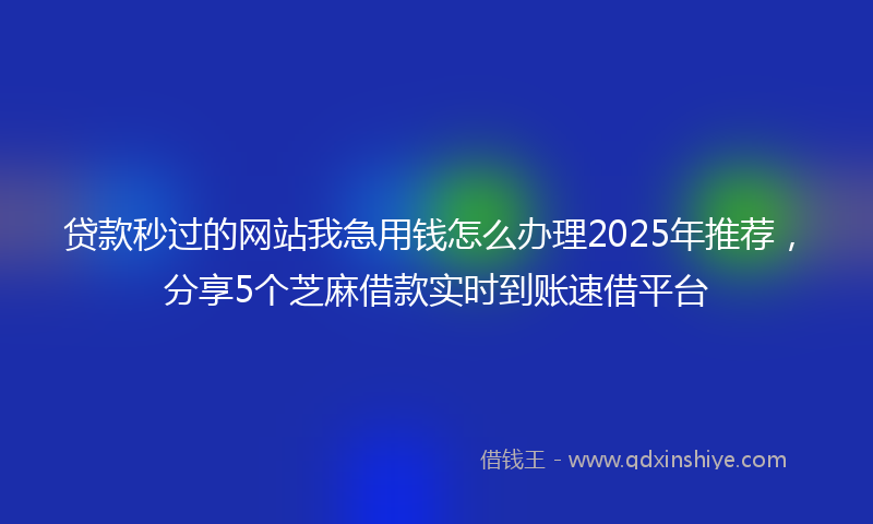 贷款秒过的网站我急用钱怎么办理2025年推荐，分享5个芝麻借款实时到账速借平台