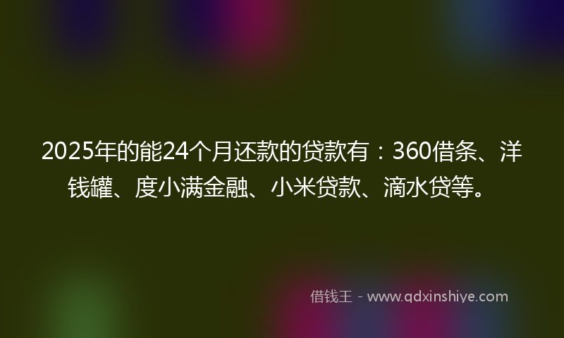 2025年的能24个月还款的贷款有：360借条、洋钱罐、度小满金融、小米贷款、滴水贷等。