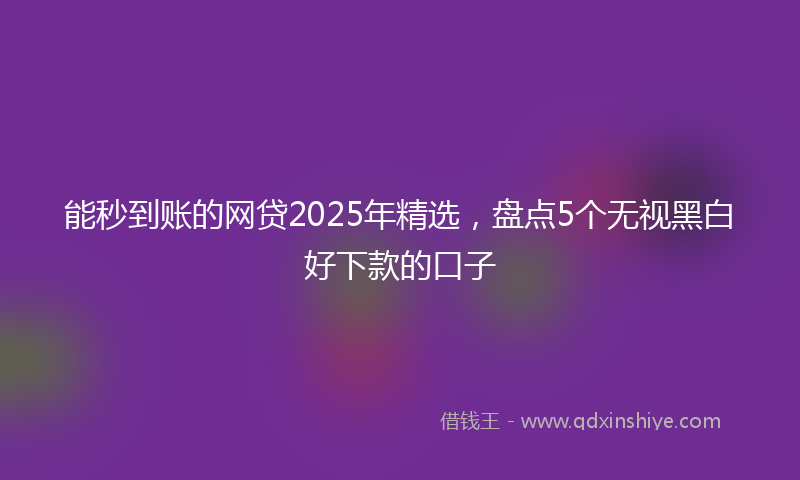 能秒到账的网贷2025年精选，盘点5个无视黑白好下款的口子