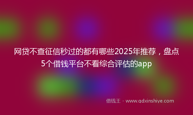 网贷不查征信秒过的都有哪些2025年推荐，盘点5个借钱平台不看综合评估的app