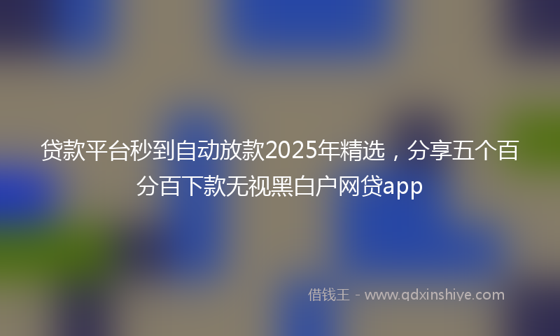 贷款平台秒到自动放款2025年精选，分享五个百分百下款无视黑白户网贷app