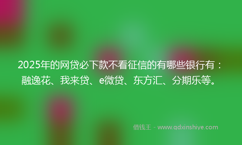 2025年的网贷必下款不看征信的有哪些银行有：融逸花、我来贷、e微贷、东方汇、分期乐等。