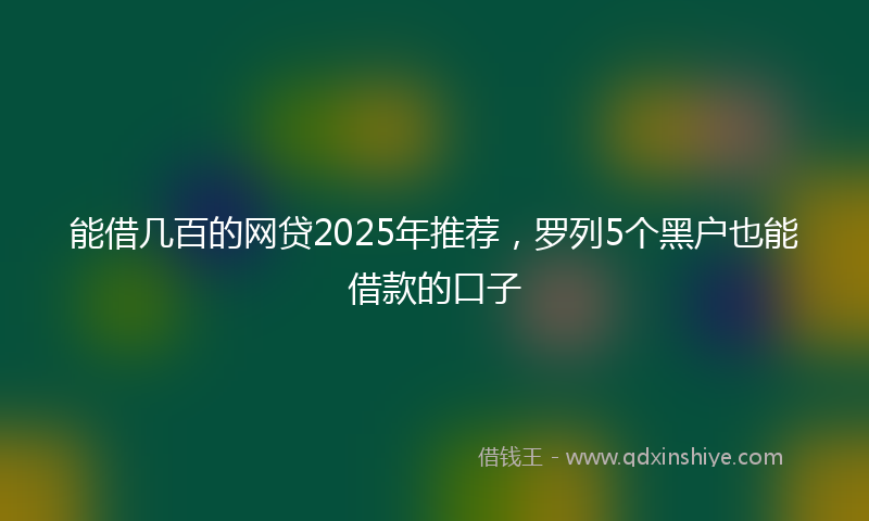 能借几百的网贷2025年推荐，罗列5个黑户也能借款的口子