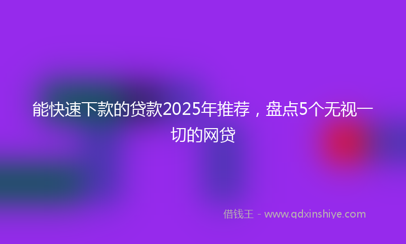 能快速下款的贷款2025年推荐，盘点5个无视一切的网贷