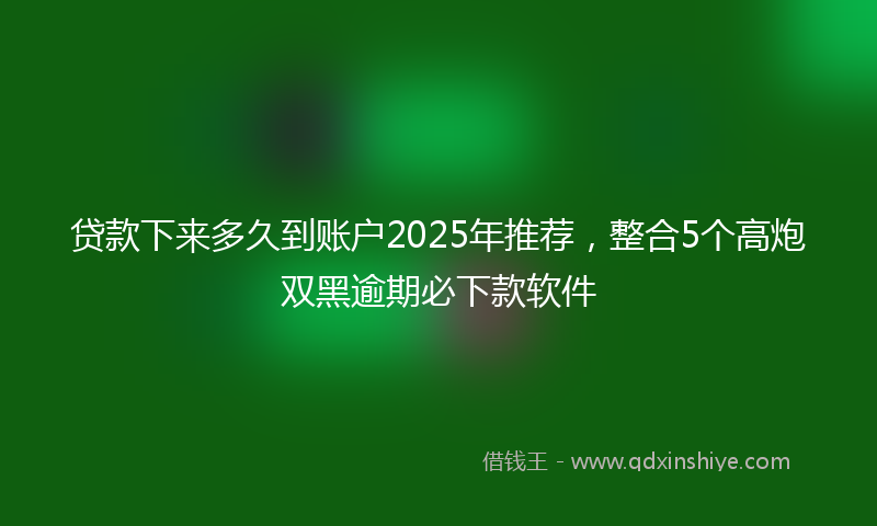 贷款下来多久到账户2025年推荐，整合5个高炮双黑逾期必下款软件