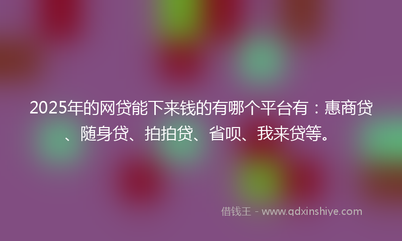 2025年的网贷能下来钱的有哪个平台有：惠商贷、随身贷、拍拍贷、省呗、我来贷等。