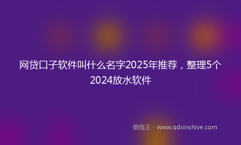网贷口子软件叫什么名字2025年推荐，整理5个2024放水软件