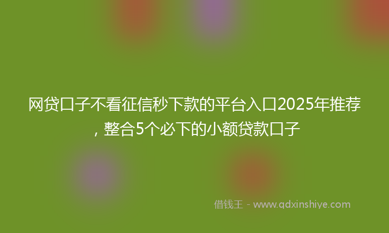 网贷口子不看征信秒下款的平台入口2025年推荐，整合5个必下的小额贷款口子
