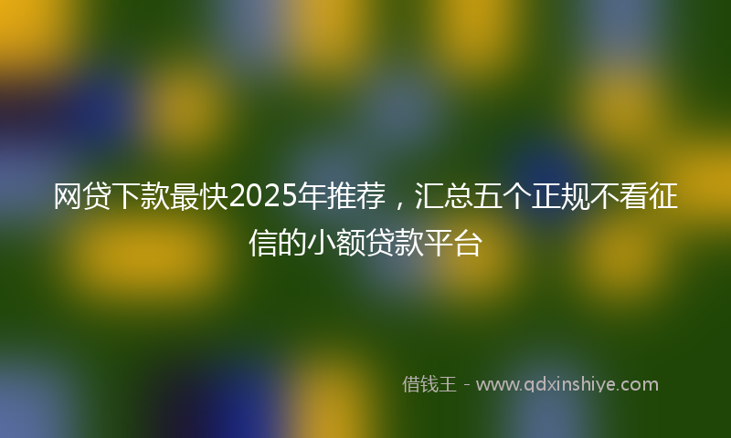 网贷下款最快2025年推荐，汇总五个正规不看征信的小额贷款平台