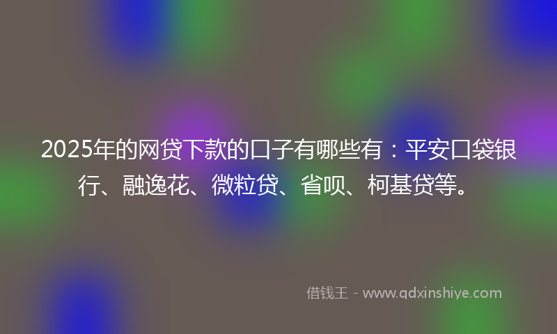 2025年的网贷下款的口子有哪些有：平安口袋银行、融逸花、微粒贷、省呗、柯基贷等。