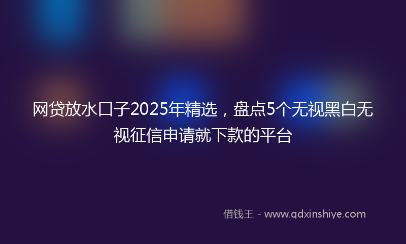 网贷放水口子2025年精选，盘点5个无视黑白无视征信申请就下款的平台