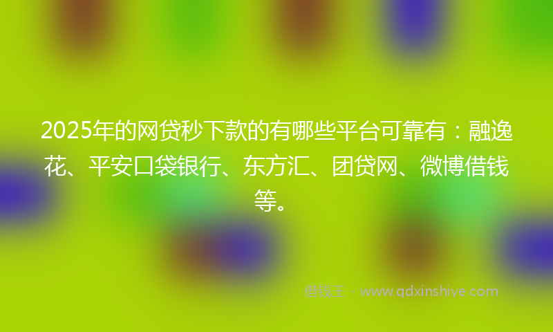 2025年的网贷秒下款的有哪些平台可靠有：融逸花、平安口袋银行、东方汇、团贷网、微博借钱等。