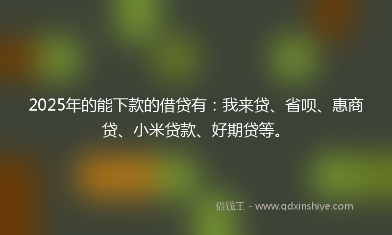 2025年的能下款的借贷有：我来贷、省呗、惠商贷、小米贷款、好期贷等。