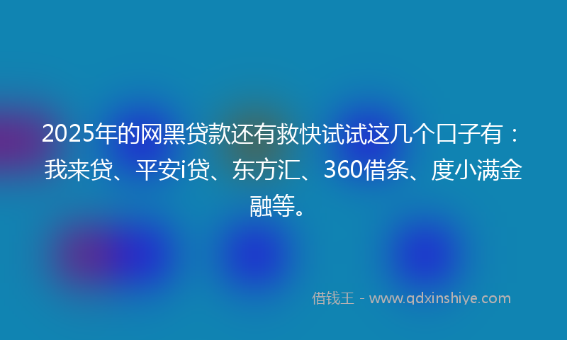 2025年的网黑贷款还有救快试试这几个口子有：我来贷、平安i贷、东方汇、360借条、度小满金融等。