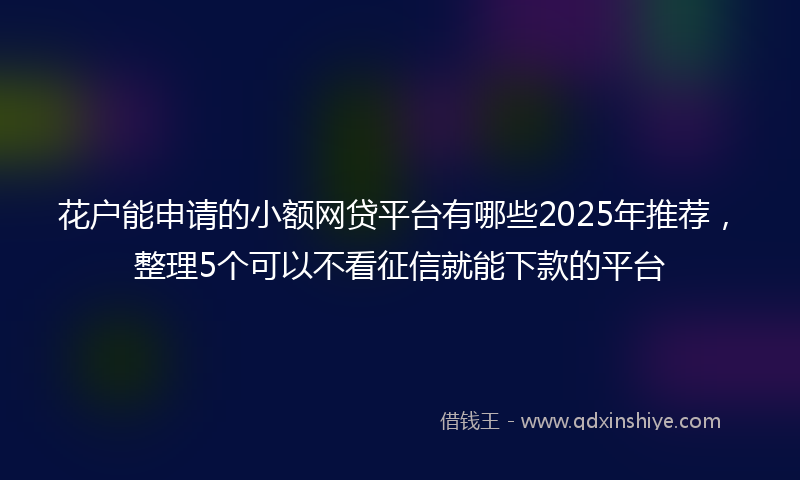 花户能申请的小额网贷平台有哪些2025年推荐，整理5个可以不看征信就能下款的平台