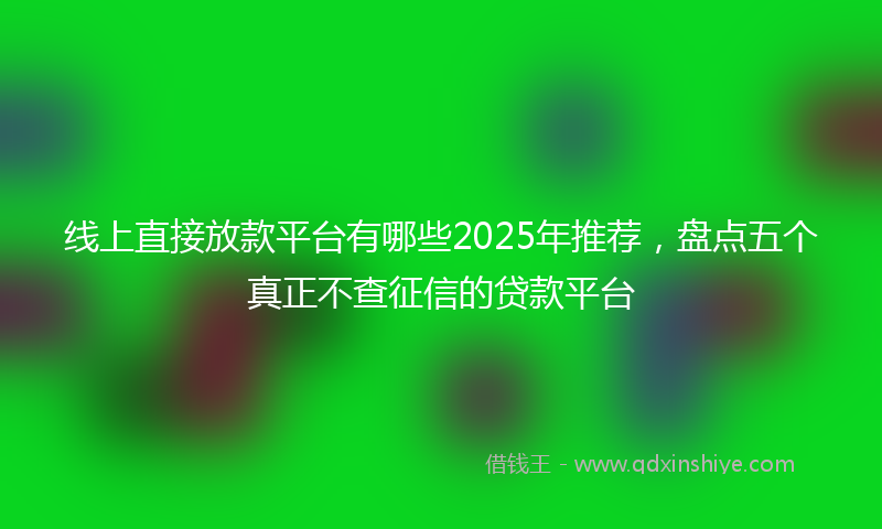线上直接放款平台有哪些2025年推荐，盘点五个真正不查征信的贷款平台