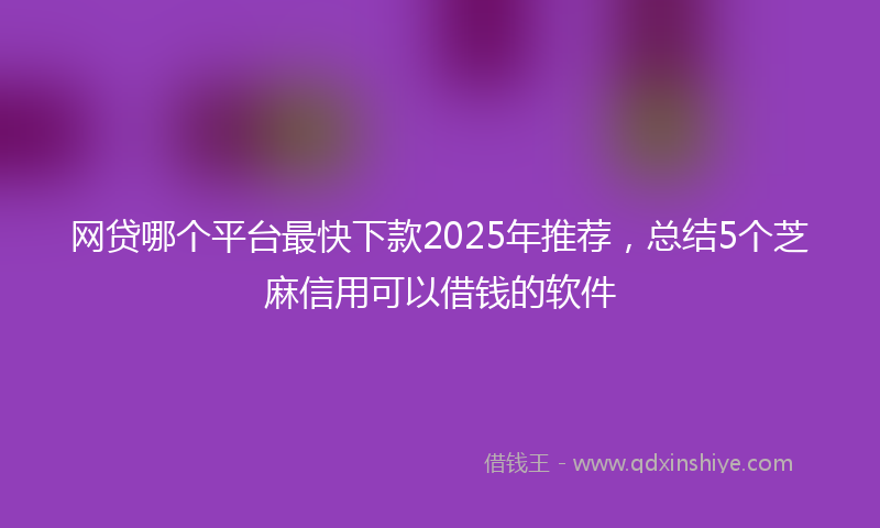 网贷哪个平台最快下款2025年推荐，总结5个芝麻信用可以借钱的软件