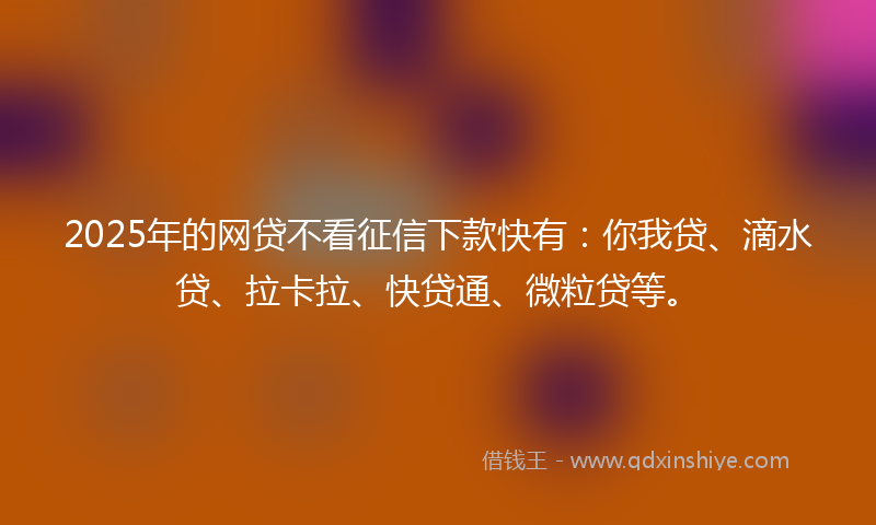 2025年的网贷不看征信下款快有：你我贷、滴水贷、拉卡拉、快贷通、微粒贷等。