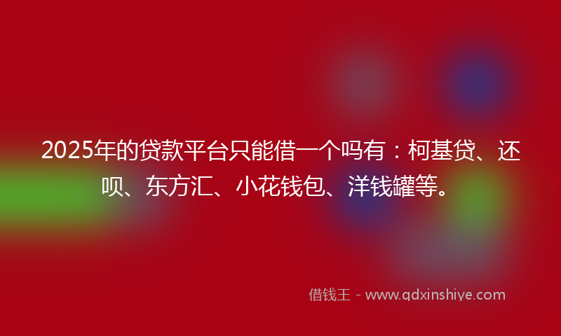 2025年的贷款平台只能借一个吗有：柯基贷、还呗、东方汇、小花钱包、洋钱罐等。