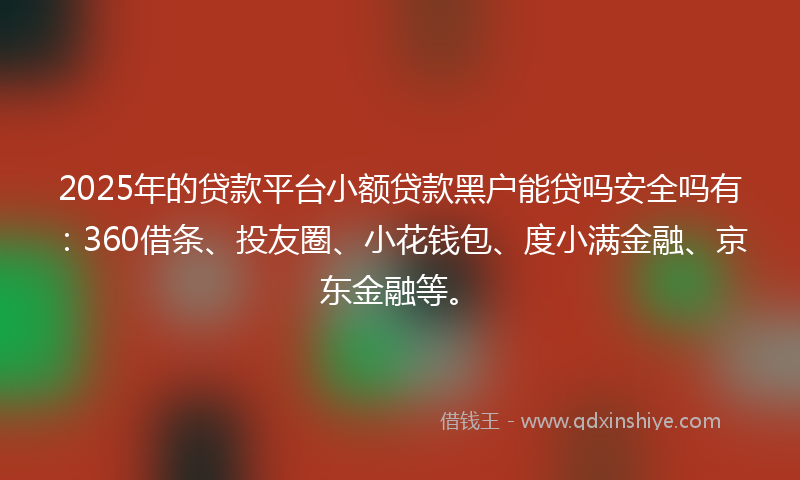 2025年的贷款平台小额贷款黑户能贷吗安全吗有：360借条、投友圈、小花钱包、度小满金融、京东金融等。