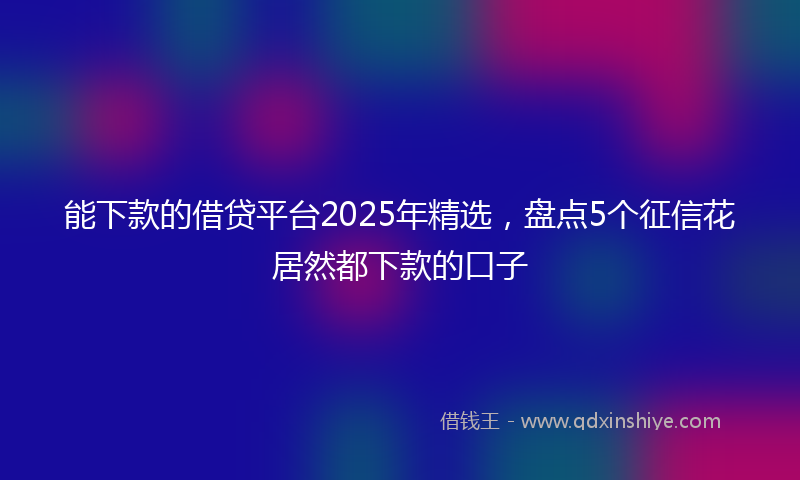 能下款的借贷平台2025年精选，盘点5个征信花居然都下款的口子