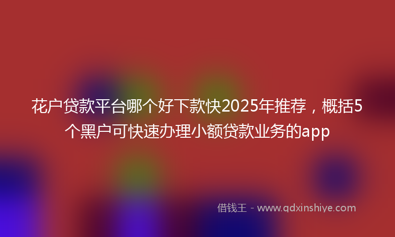 花户贷款平台哪个好下款快2025年推荐，概括5个黑户可快速办理小额贷款业务的app