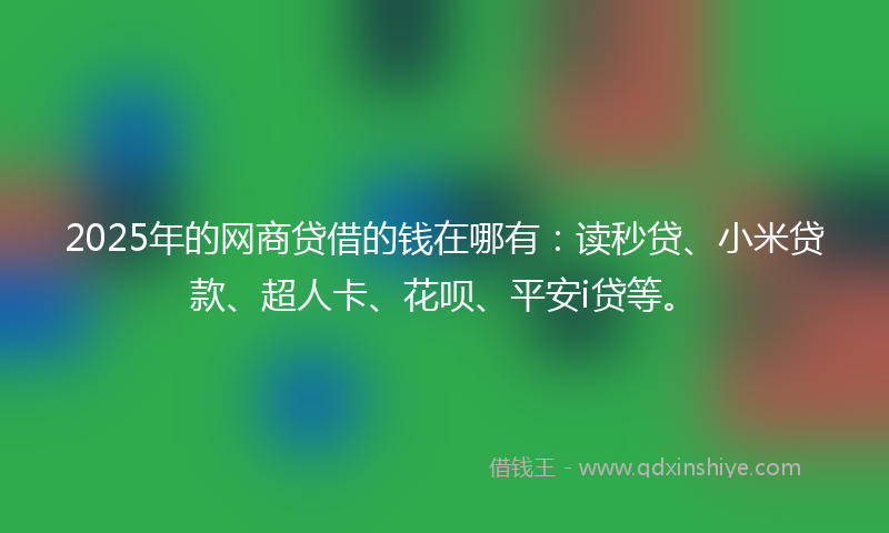 2025年的网商贷借的钱在哪有：读秒贷、小米贷款、超人卡、花呗、平安i贷等。
