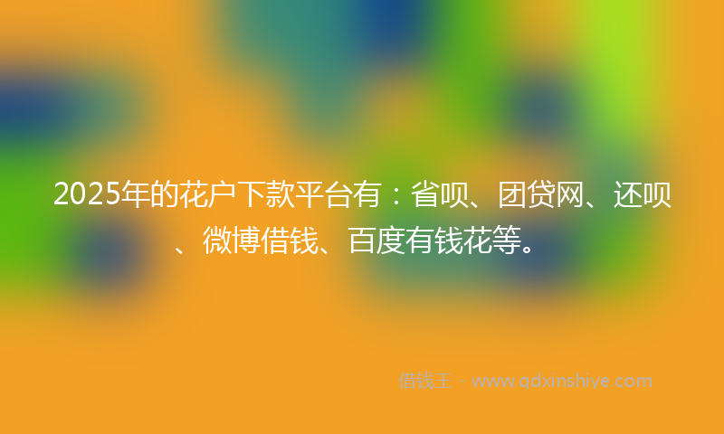 2025年的花户下款平台有：省呗、团贷网、还呗、微博借钱、百度有钱花等。