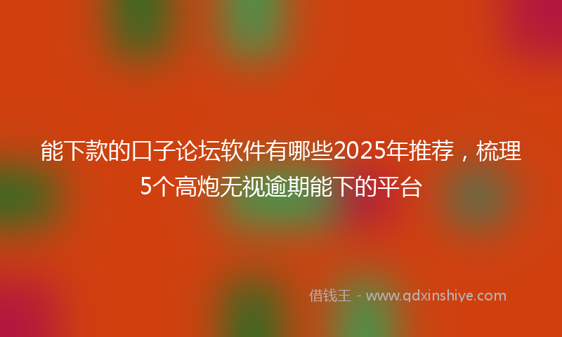 能下款的口子论坛软件有哪些2025年推荐，梳理5个高炮无视逾期能下的平台