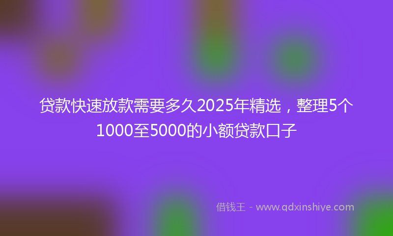 贷款快速放款需要多久2025年精选，整理5个1000至5000的小额贷款口子