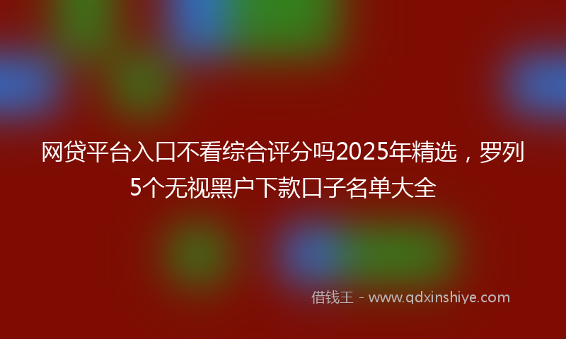 网贷平台入口不看综合评分吗2025年精选，罗列5个无视黑户下款口子名单大全