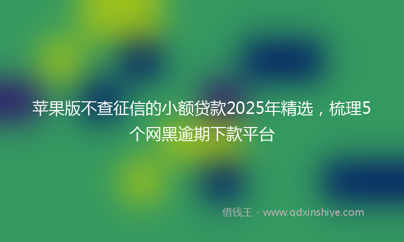 苹果版不查征信的小额贷款2025年精选，梳理5个网黑逾期下款平台