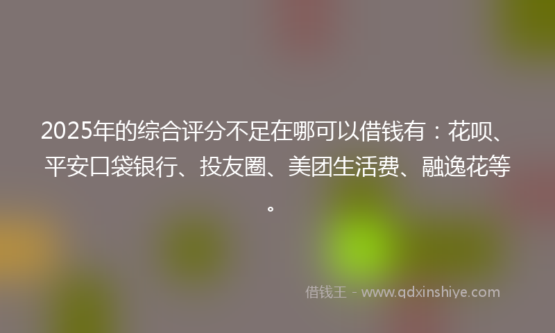 2025年的综合评分不足在哪可以借钱有：花呗、平安口袋银行、投友圈、美团生活费、融逸花等。