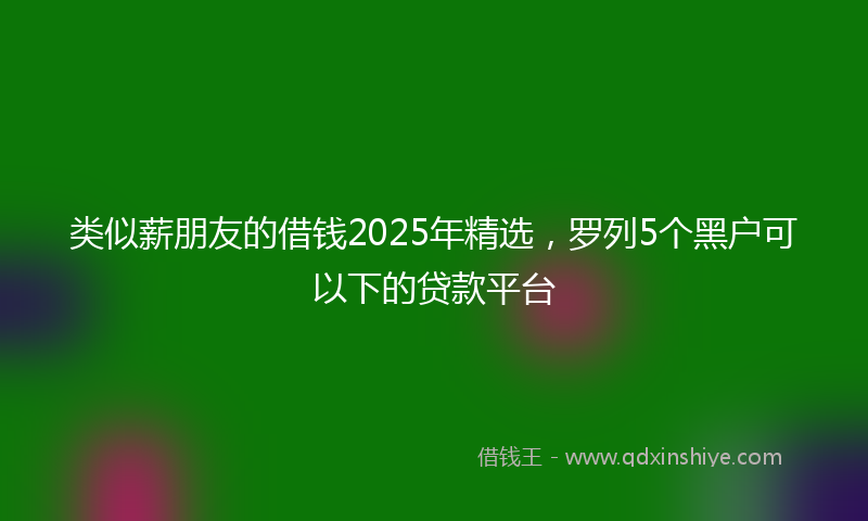 类似薪朋友的借钱2025年精选，罗列5个黑户可以下的贷款平台
