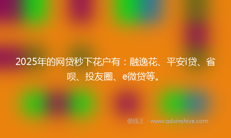 2025年的网贷秒下花户有：融逸花、平安i贷、省呗、投友圈、e微贷等。